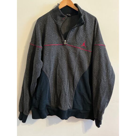 Nike Jordan Pullover Sweatshirt Quarter Zip Gray Elephant Print 3XL Street Ball - Picture 1 of 13